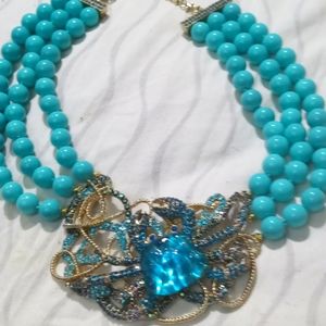 Heidi Daus "Crabby" Crystal Triple-Strand Beaded Necklace